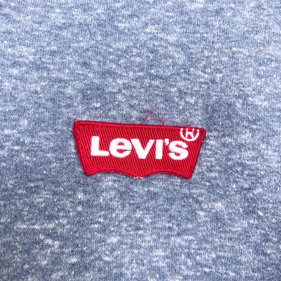 LEVIS Spellout Sleeve Hooded Sweatshirt Gray Full Zip Kangaroo Pocket Boys Large - Picture 3 of 5